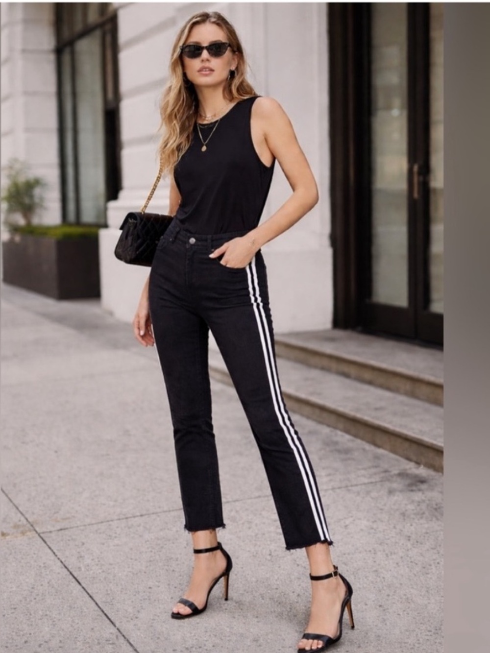 MOTHER Insider Crop Step Fray Jean in Guilty Racer Stripe Size 25